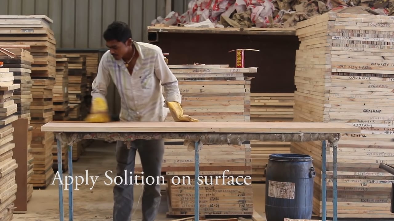applying solution on surface